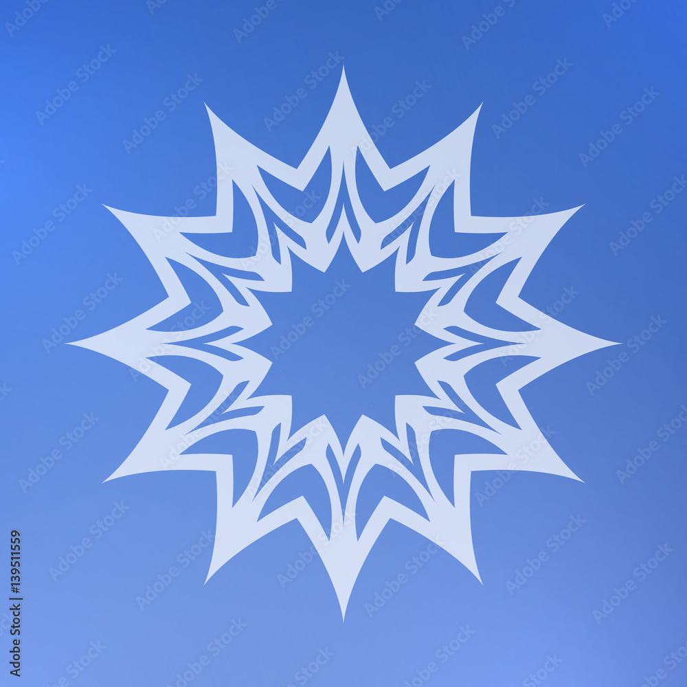 Abstract decorative element on a blue background. Star. Abstract decorative element on a blue background. Star.