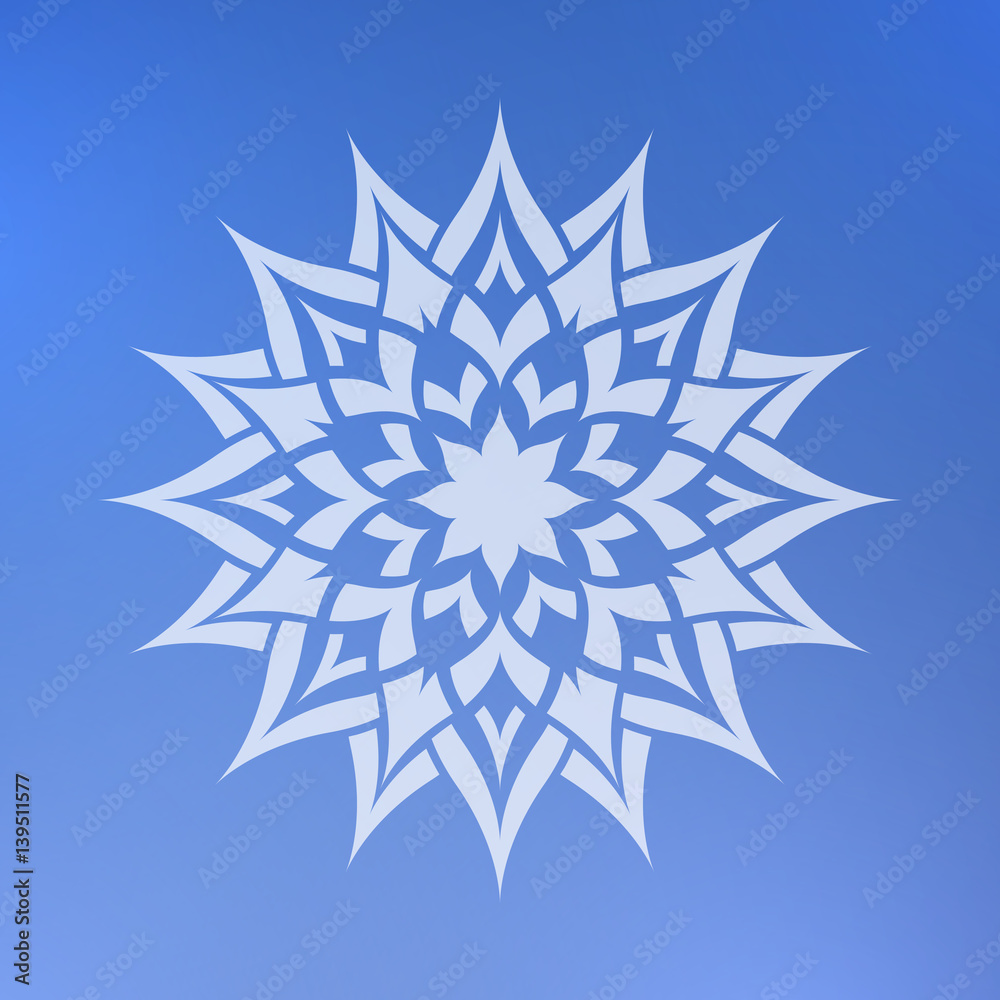 Abstract decorative element on a blue background. Star. Abstract decorative element on a blue background. Star.