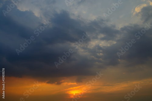 sunset clouds in the vast blue sky background