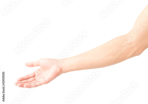 Fényképezés Man arm with blood veins on white background
