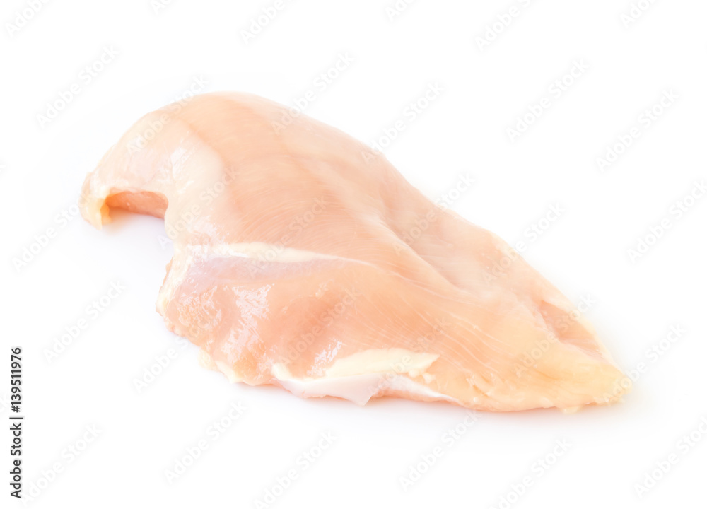 Raw chicken filled on white background Raw chicken filled on white background