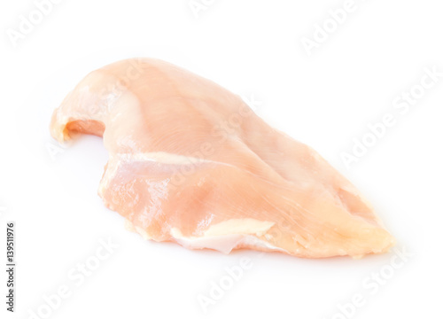 Raw chicken filled on white background