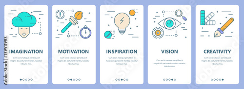 Vector set of thin line flat design innovation concept banners