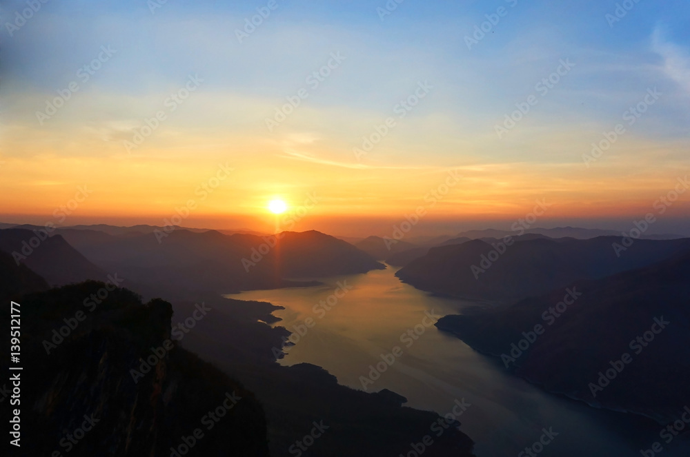 Sunrise at mountain view point, Pha Daeng Luang,  Mae Ping Nation Park, Lumphun, Thailand