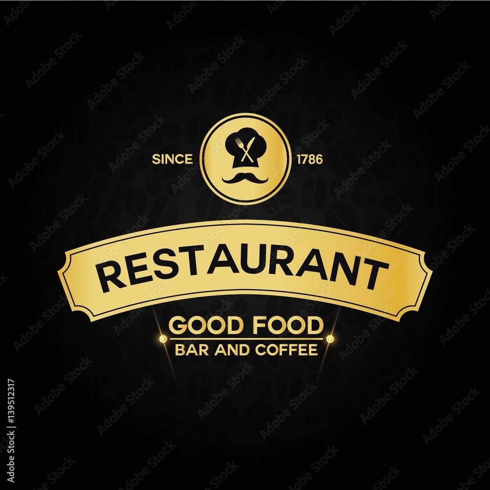 Fototapeta Logo Restaurante Gold and Black