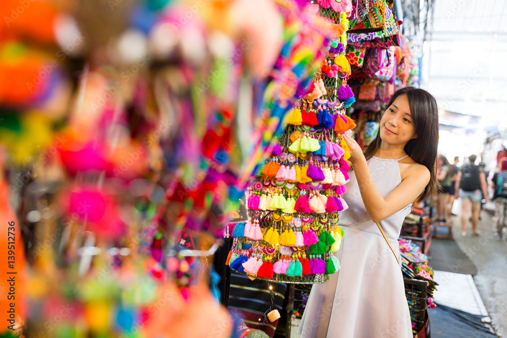 Woman shopping at Chatuchak weekend market