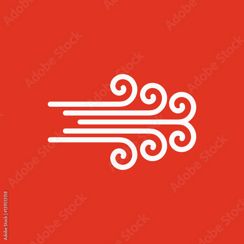 The wind icon.Hurricane, storm, whirlwind, tornado, windstorm symbol. Flat design. Stock - Vector illustration