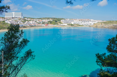 Fototapeta Naklejka Na Ścianę i Meble -  Landscape of the beautiful bay of Arenal d'en Castell with a wonderful turquoise sea, Menorca, Spain
