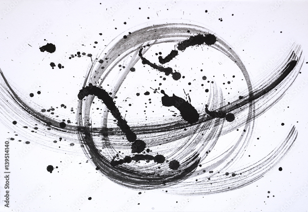 Obraz premium Abstract brush strokes and splashes of paint on paper