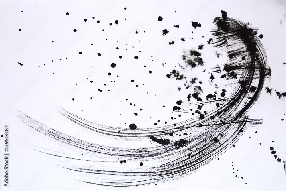 Abstract brush strokes and splashes of paint on paper Abstract brush strokes and splashes of paint on paper