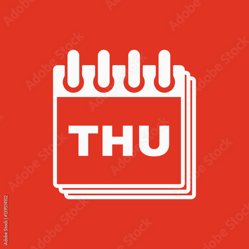 Thursday icon. Thu and calendar, data symbol. Flat design. Stock - Vector illustration