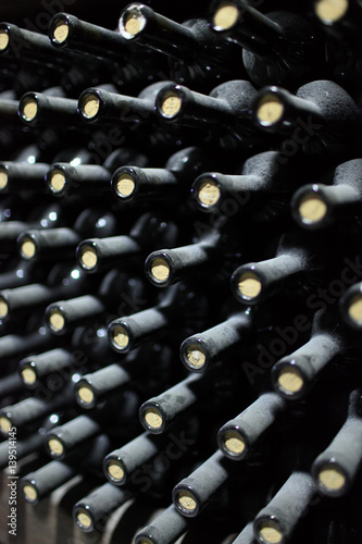 Store of old bottles of wine