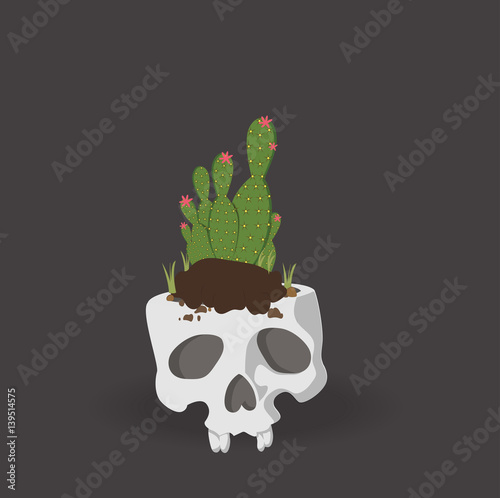 Cactus and Skull