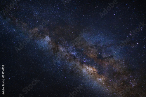 Close-up of Milky Way Galaxy, Long exposure photograph, with grain