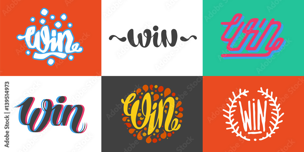 Win text sign test success message contest promotion banner competition and award lucky lottery word modern reward gamble champion vector illustration. Win text sign test success message contest promotion banner competition and award lucky lottery word modern reward gamble champion vector illustration.