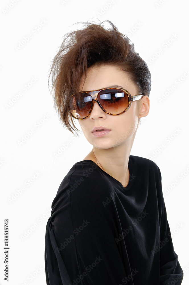 Portrait of beautiful girl in sunglasses Portrait of beautiful girl in sunglasses