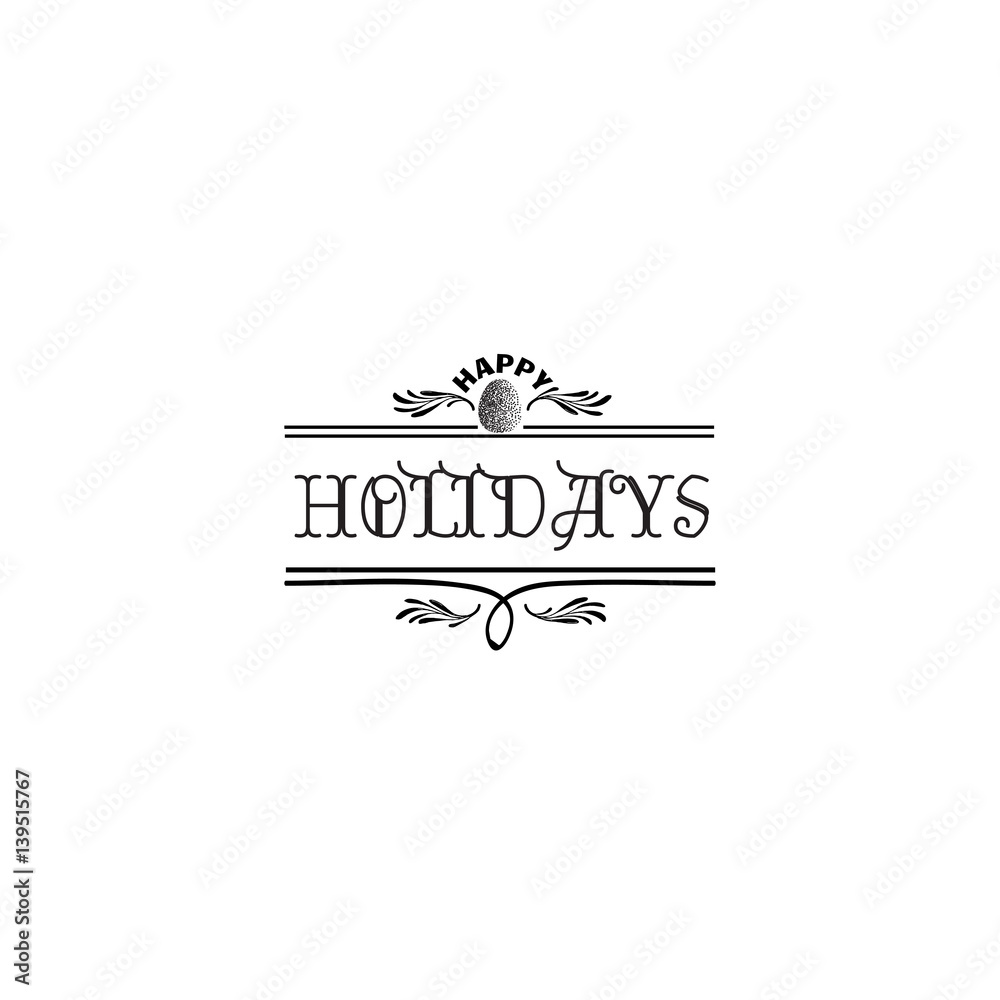 Typographic badges - Happy Holidays. On the basis of script fonts, handmade. It can be used to design your printed products Typographic badges - Happy Holidays. On the basis of script fonts, handmade. It can be used to design your printed products