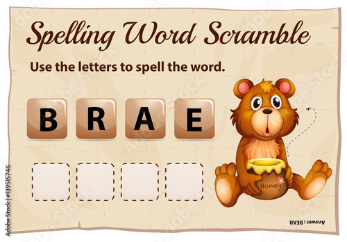 Spelling word scramble for word bear