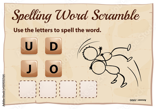 Spelling word scramble game with word judo