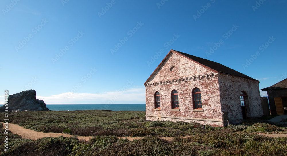 Red Brick Fog Signal Building at the Piedras Blancas Lighthouse on the Central California Coastline U S Red Brick Fog Signal Building at the Piedras Blancas Lighthouse on the Central California Coastline U S