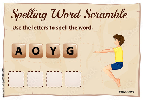 Spelling word scramble for word yoga