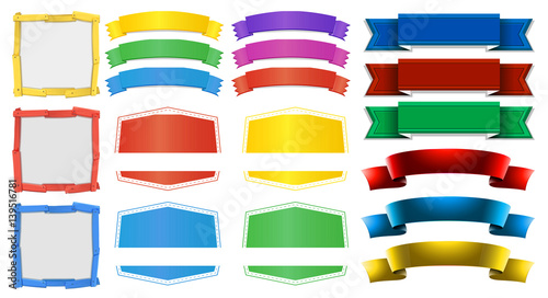 Different designs of banners and frames