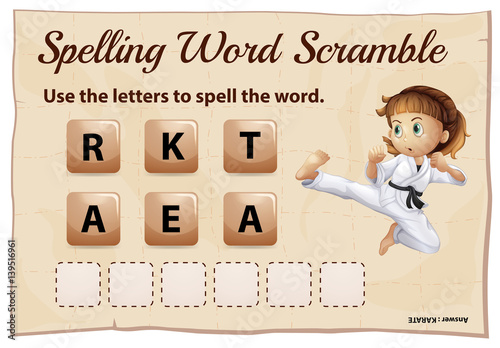 Spelling word scramble for word karate