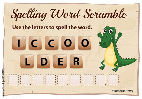 Spelling word scramble for word crocodile