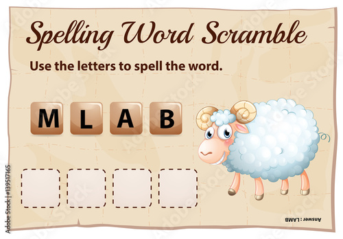 Spelling word scramble for word lamb