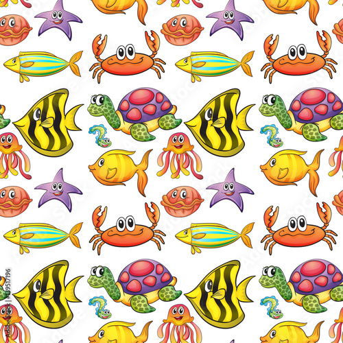 Seamless background with colorful fish