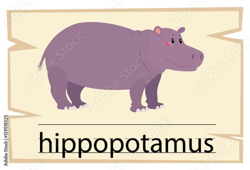 Fotografie, Obraz Wordcard template for word hippopotamus