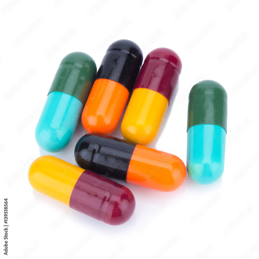 capsule various colors isolated on white background capsule various colors isolated on white background