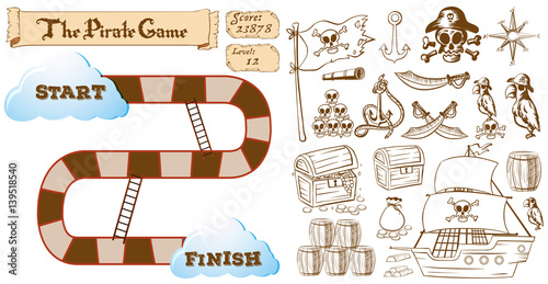 Game template with pirate theme