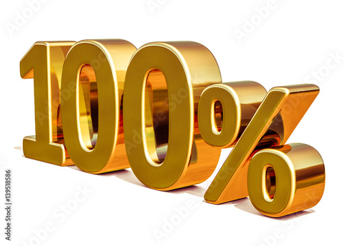 3d Gold 100 Hundred Percent Discount Sign