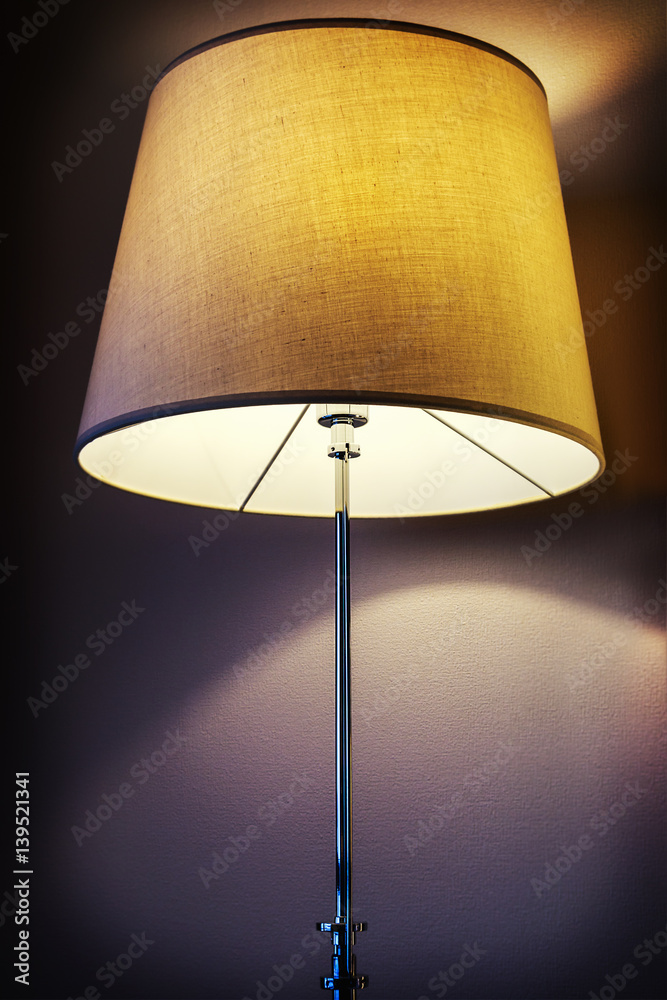 floor lamp with textile shade. Vignetting as an artistic effect floor lamp with textile shade. Vignetting as an artistic effect