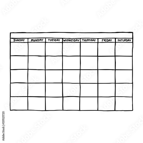 blank calendar - vector illustration sketch hand drawn with black lines, isolated on white background