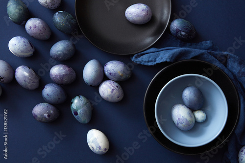 colored eggs on a plate