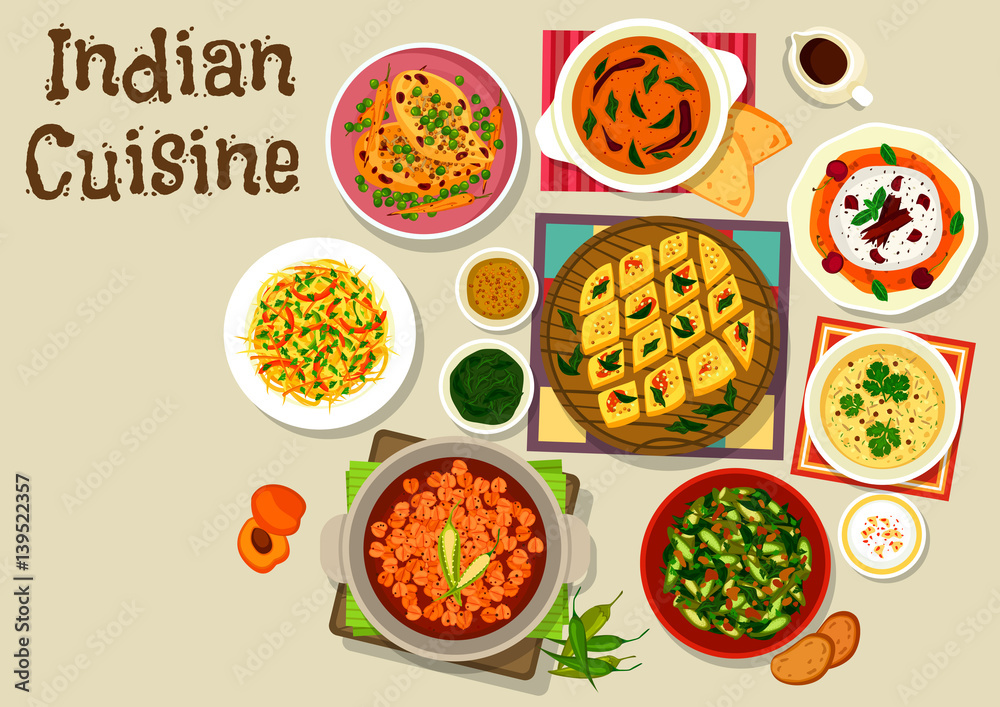 Indian cuisine dinner menu icon for food design Indian cuisine dinner menu icon for food design