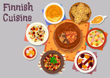 Finnish cuisine traditional dishes icon design