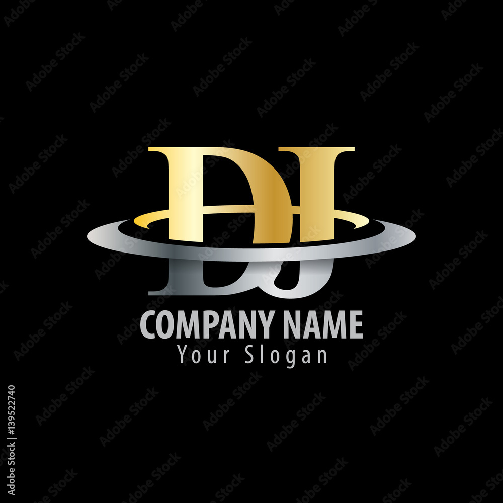 Initial Letter DJ With Overlapping Swoosh Circle Logo