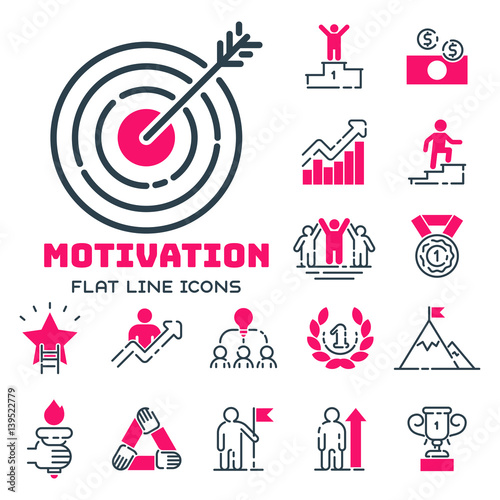 Motivation concept chart pink icon business strategy development design and management leadership teamwork growth creativity office training vector.