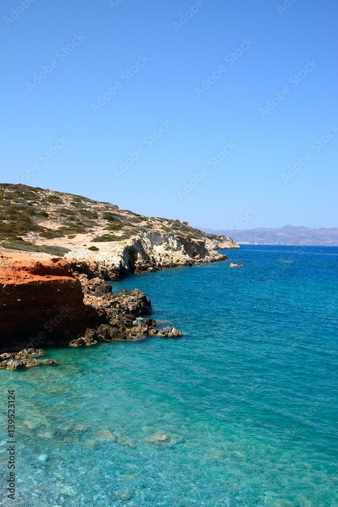 Elevated view of the sea and rugged coastline near Ammoudara,Crete. Elevated view of the sea and rugged coastline near Ammoudara,Crete.