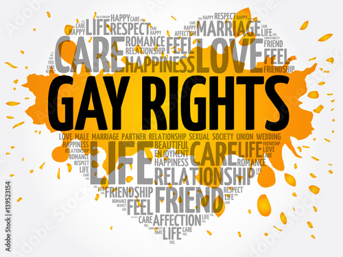 Gay rights word cloud collage, heart concept background photo