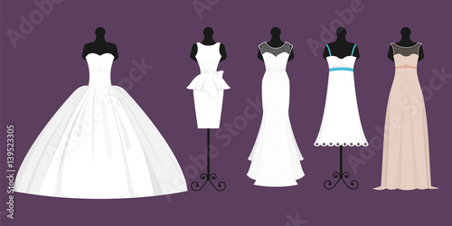 Wedding bride dress elegance style celebration vector illustration.