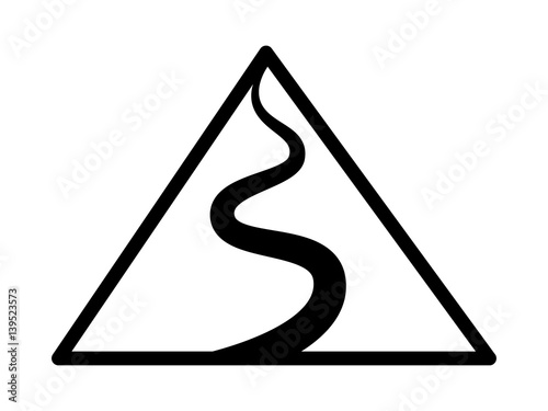 Tall mountain with hiking trail line art vector icon for outdoor apps and websites
