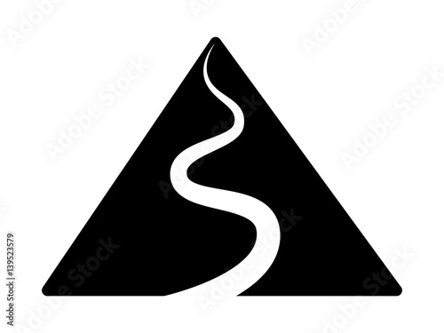 Tall mountain with hiking trail flat vector icon for outdoor apps and websites