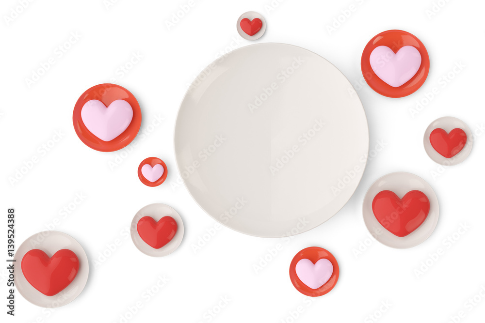Heart in the plate, Valentine's Day Background. 3D illustration. Heart in the plate, Valentine's Day Background. 3D illustration.