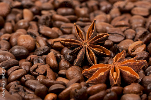 Coffee beans and star anise
