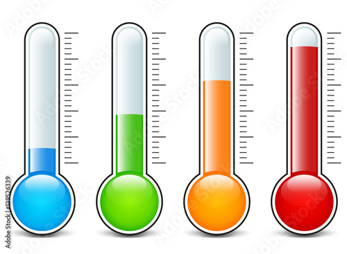 four thermometers icons design