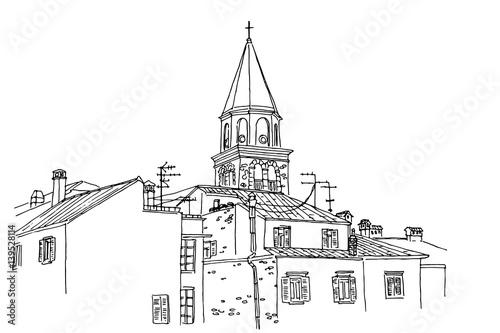 Vector sketch of architecture of Zadar  Croatia.